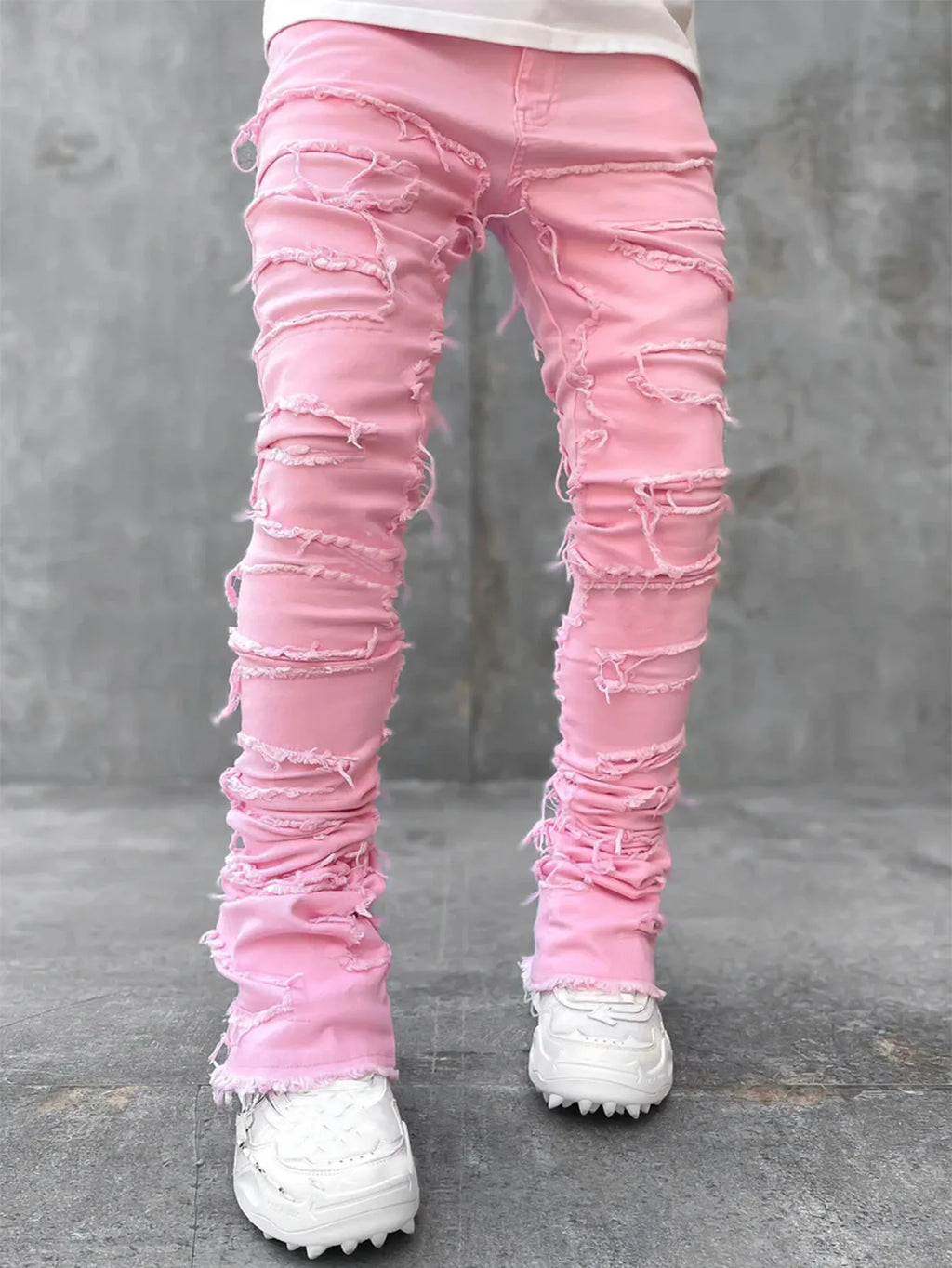 Patchwork Denim Layered Flared Pants
