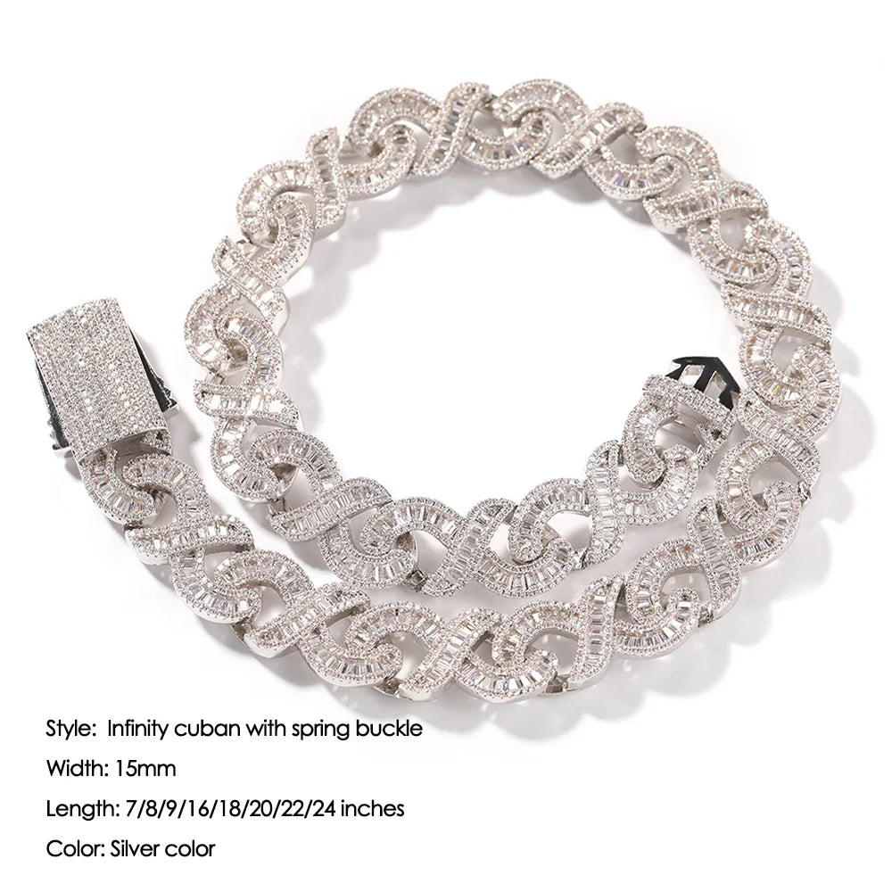 AAA CZ Baguettecz Prong Setting Cuban Link Chain/Choker