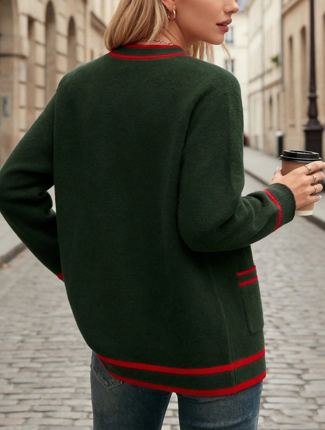 Plus‑size women's fall‑winter open‑front cardigan sweater, comfortable, skin‑friendly and fashionable long‑sleeve knit sweater