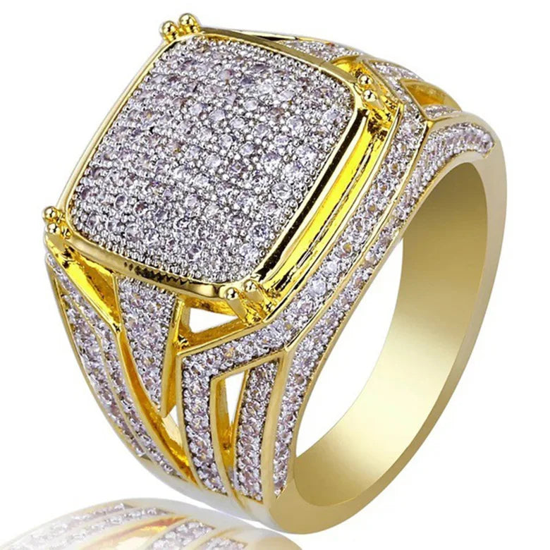.925 Sterling Silver Square Men Diamond Ring