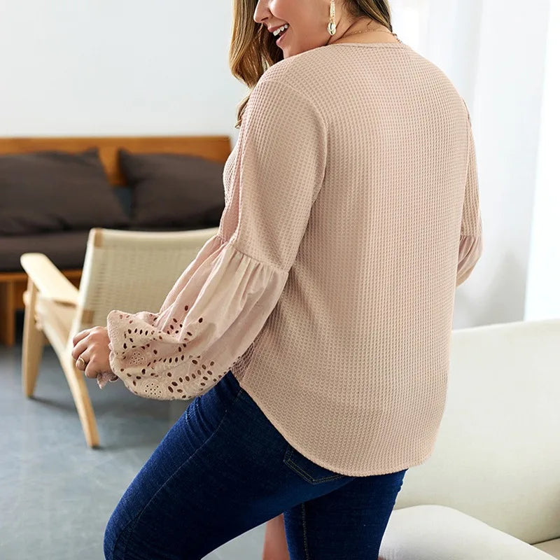 Plus Size casual ladies V-neck sweater