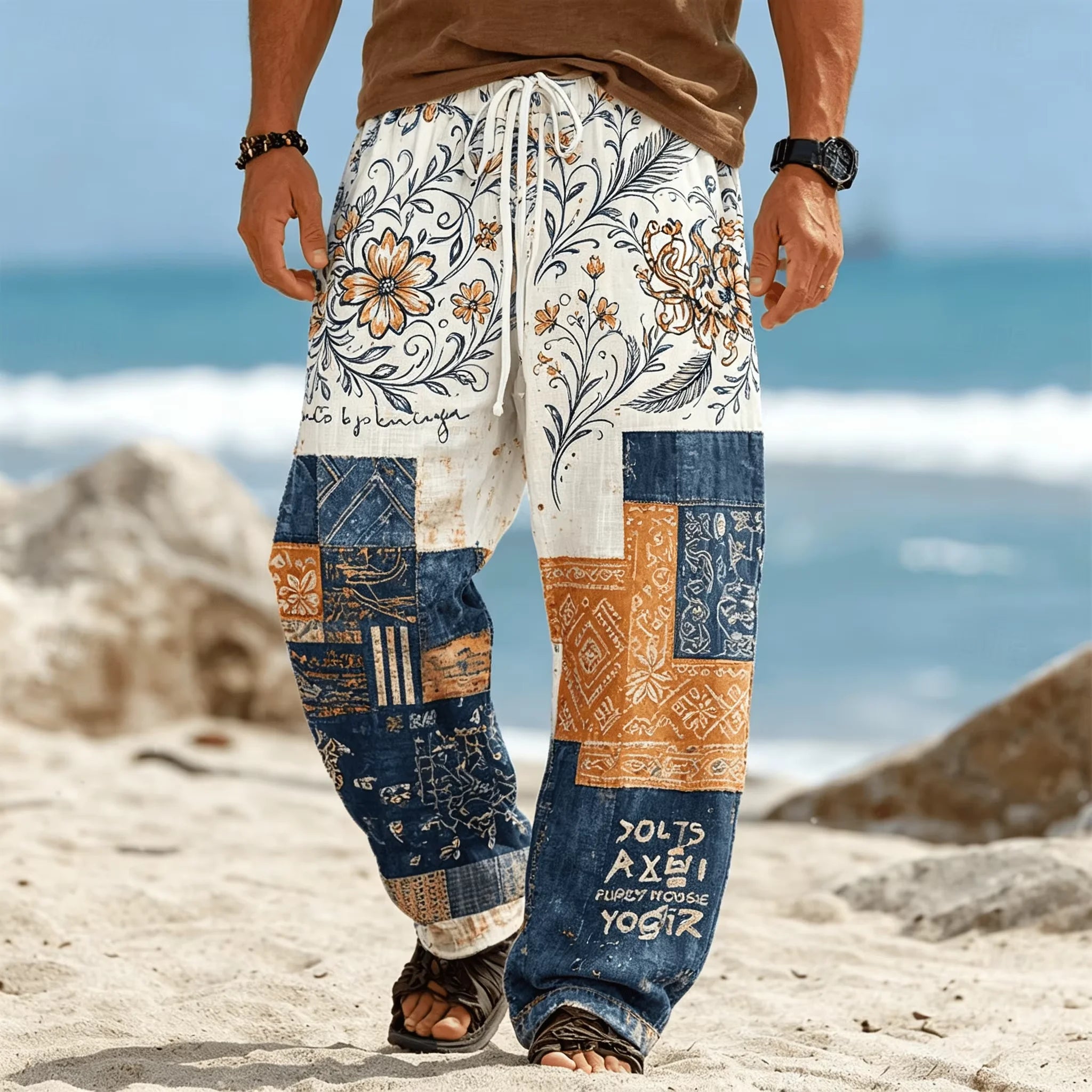 Summer Fashion New Bohemian Ethnic Style Loose Straight Leg Pants For Men And Women Outdoor Sports Street Casual 3D Pants