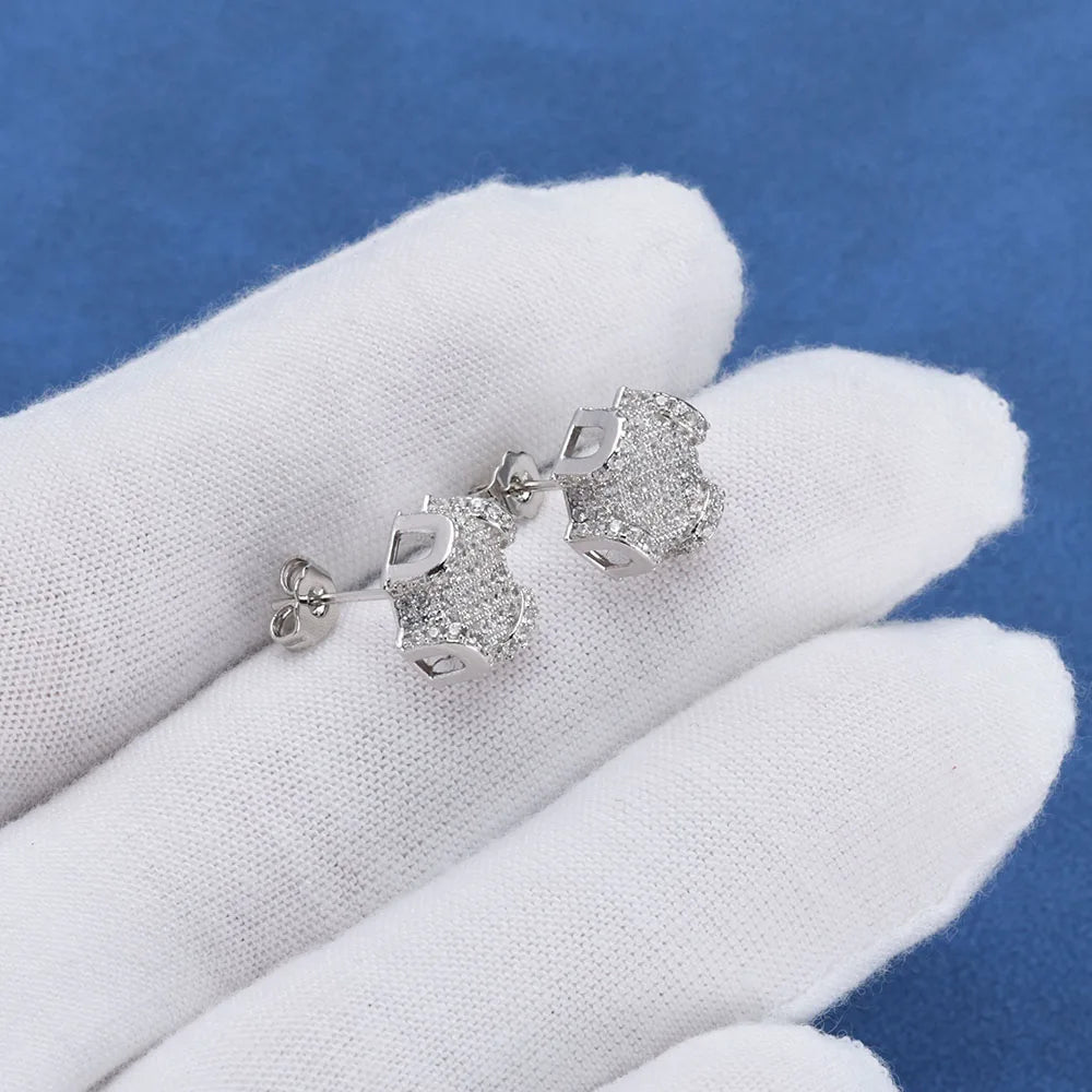 ESKEEM Fine Jewelry 12mm Iced Out Diamond VVS Moissanite Earrings Men 925 Sterling Silver Stud Earrings Women Jewelry