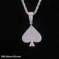 Iced Out VVVS Moissanite Ace Spade Pendant 925 Sterling Silver Poker Sign Charm Pendant