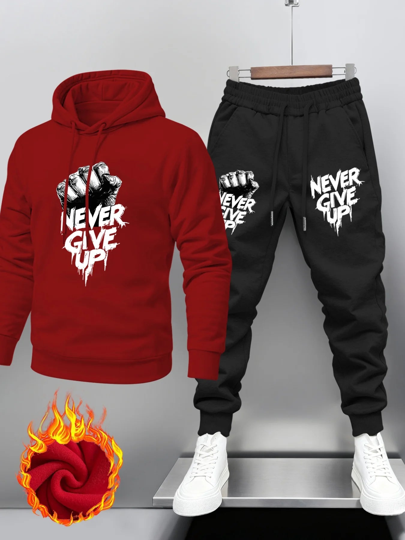 Men's hoodie and pants set. Loose fit, comfortable and versatile. Hip-hop style men's hoodie and pants set.