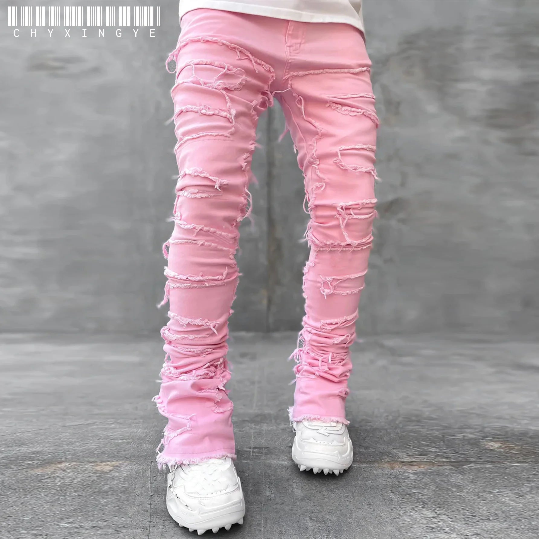 Patchwork Denim Layered Flared Pants