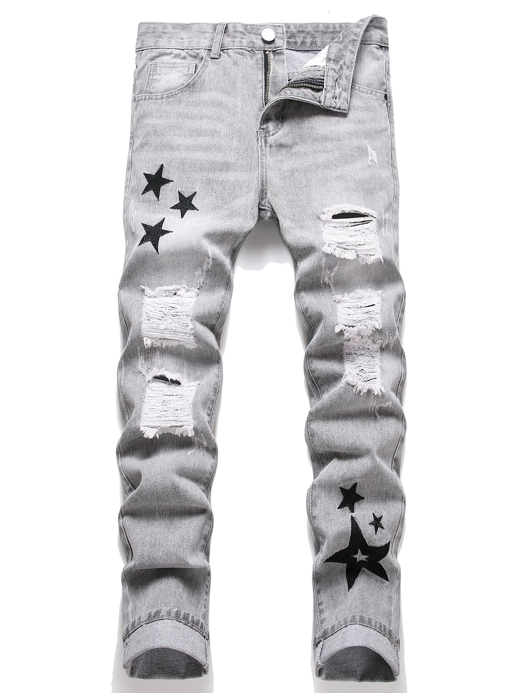 Gray Mid-Rise Straight Leg