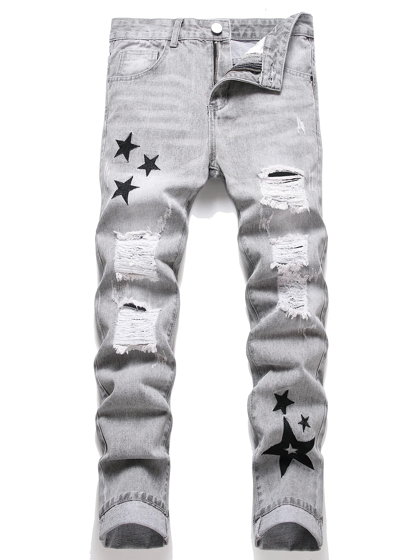 Gray Mid-Rise Straight Leg