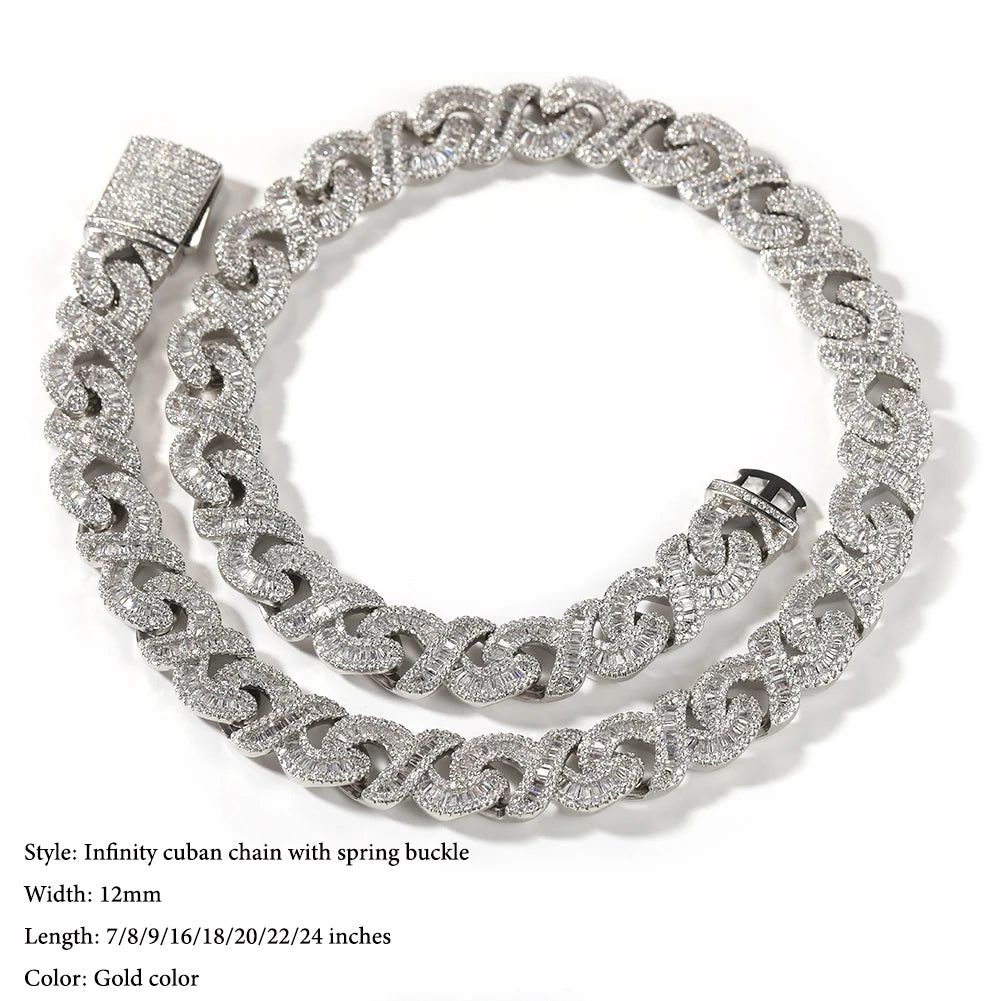 AAA CZ Baguettecz Prong Setting Cuban Link Chain/Choker