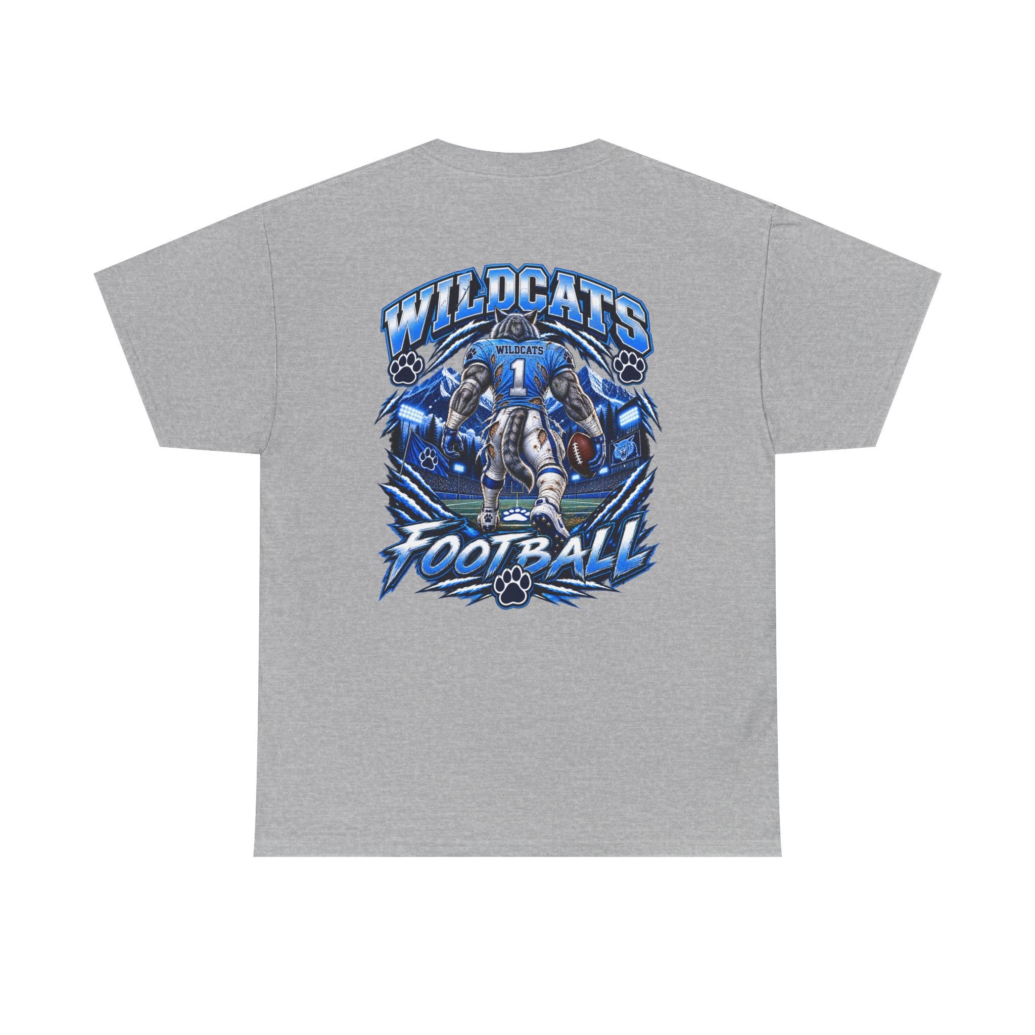 Wildcats Football Fierce Game Day Graphic T-Shirt – Baby Blue, Navy, Black & White