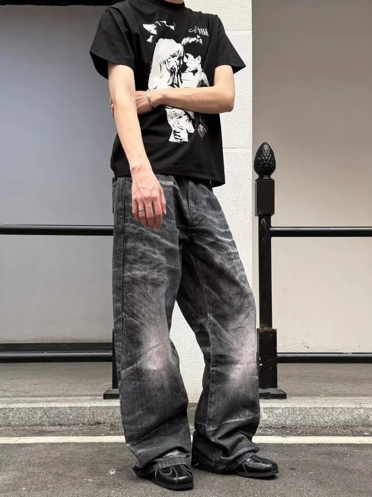Vintage Washed Black Baggy Jeans
