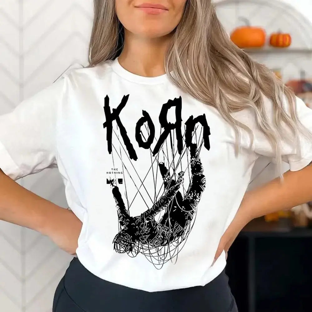 Korn shirt teen Breathable Graphic 2000s hip hop t shirt anime kawaii hip hop korean clothes Breathable Y2k