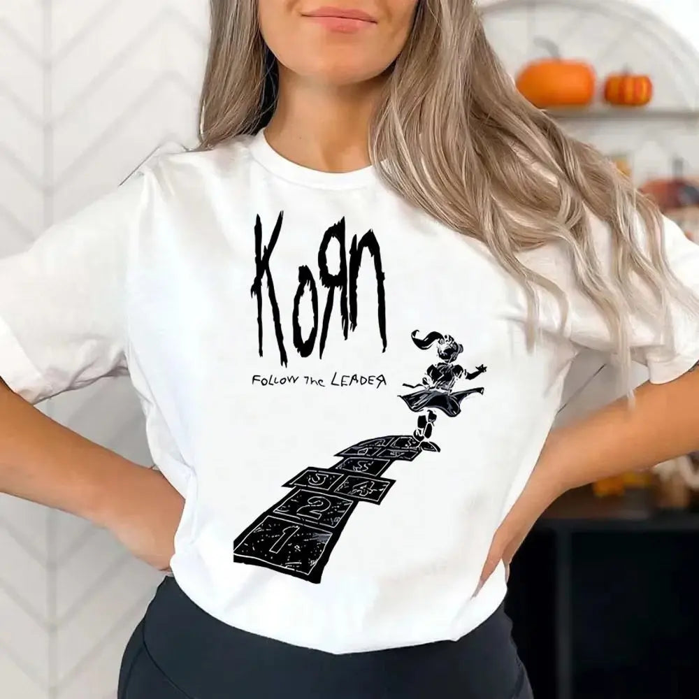 Korn shirt teen Breathable Graphic 2000s hip hop t shirt anime kawaii hip hop korean clothes Breathable Y2k