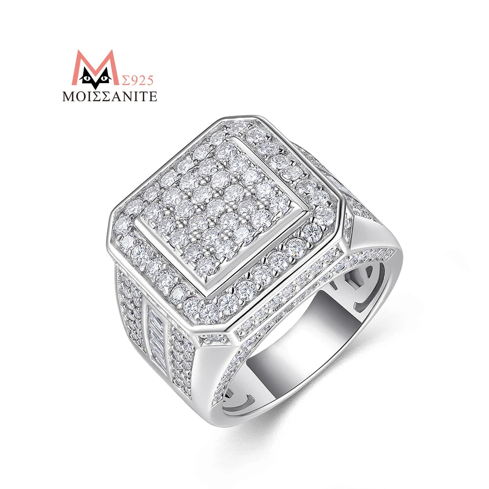 .925 Silver Moissanite Square Ring