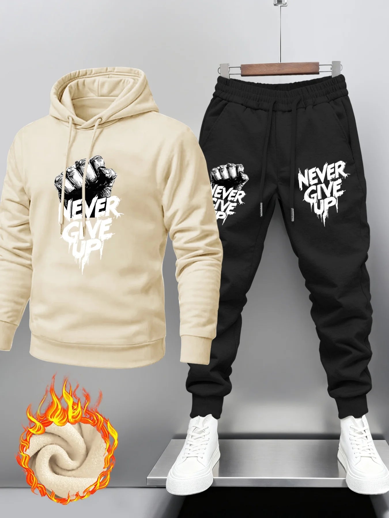 Men's hoodie and pants set. Loose fit, comfortable and versatile. Hip-hop style men's hoodie and pants set.