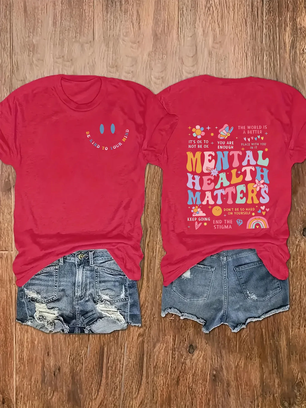 Mental Health Matters Women's Tee - Positive Graphic, Casual Black Oversized Top