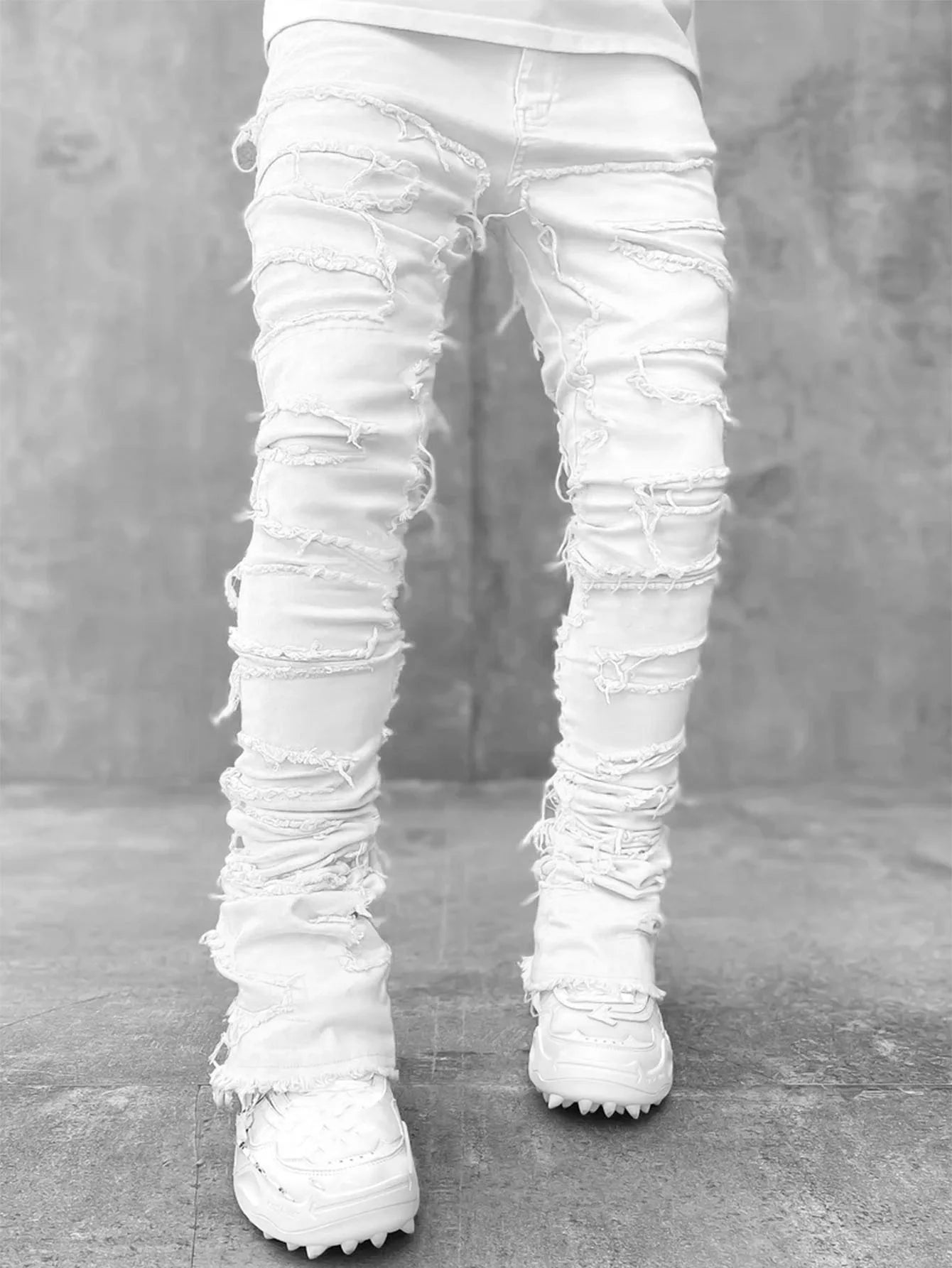 Patchwork Denim Layered Flared Pants