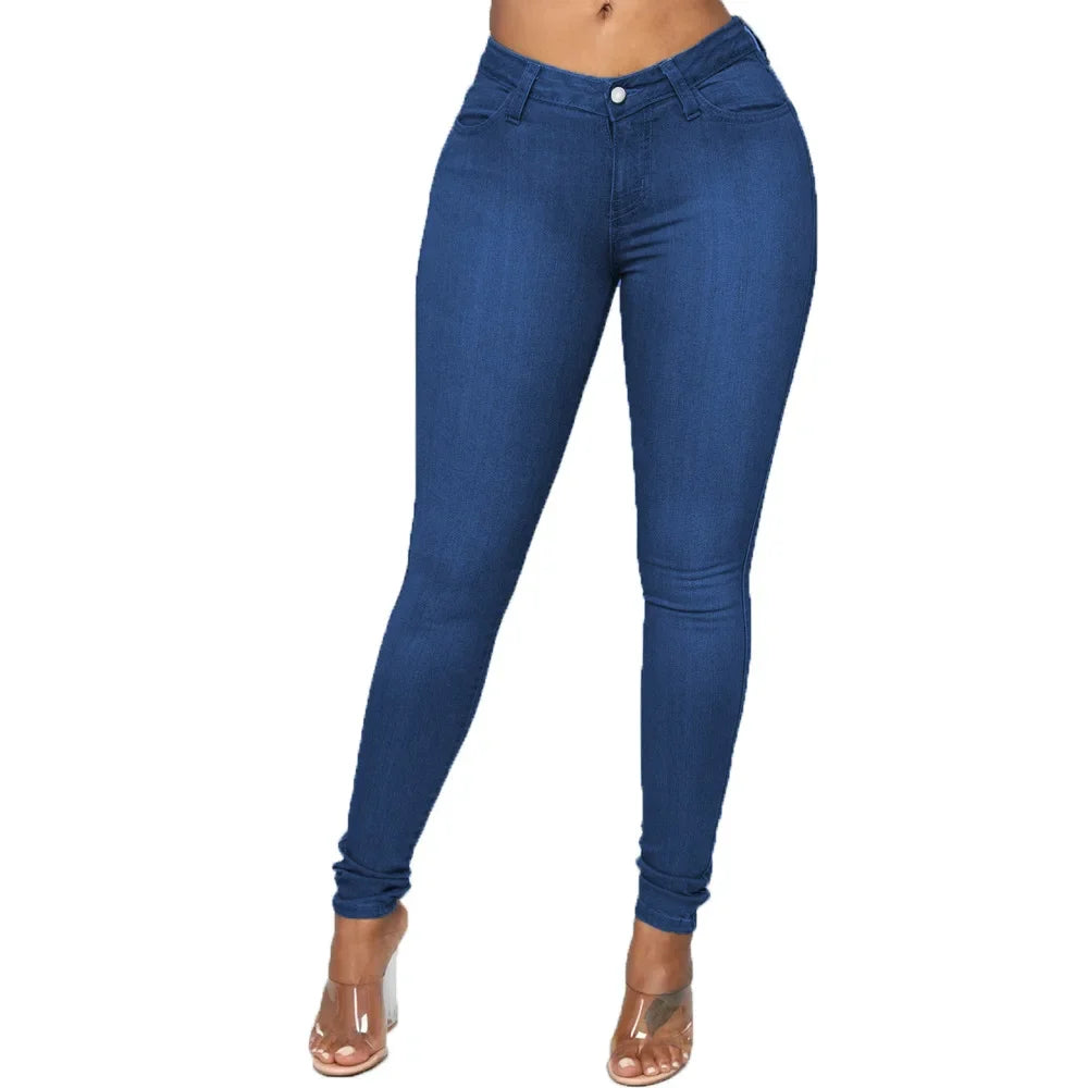 Women's Denim Pants High Waist Sexy Slim Pencil Jeans Female Fashion Retro Skinny Lifting Butt Elastic Cotton Trousers Women