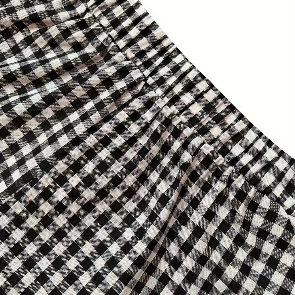 Spring Autumn Casual Plaid Print Women's Set Fashion Pocket Loose Hoodie Long-sleeved Jacket + Trousers 2-piece Suit Street