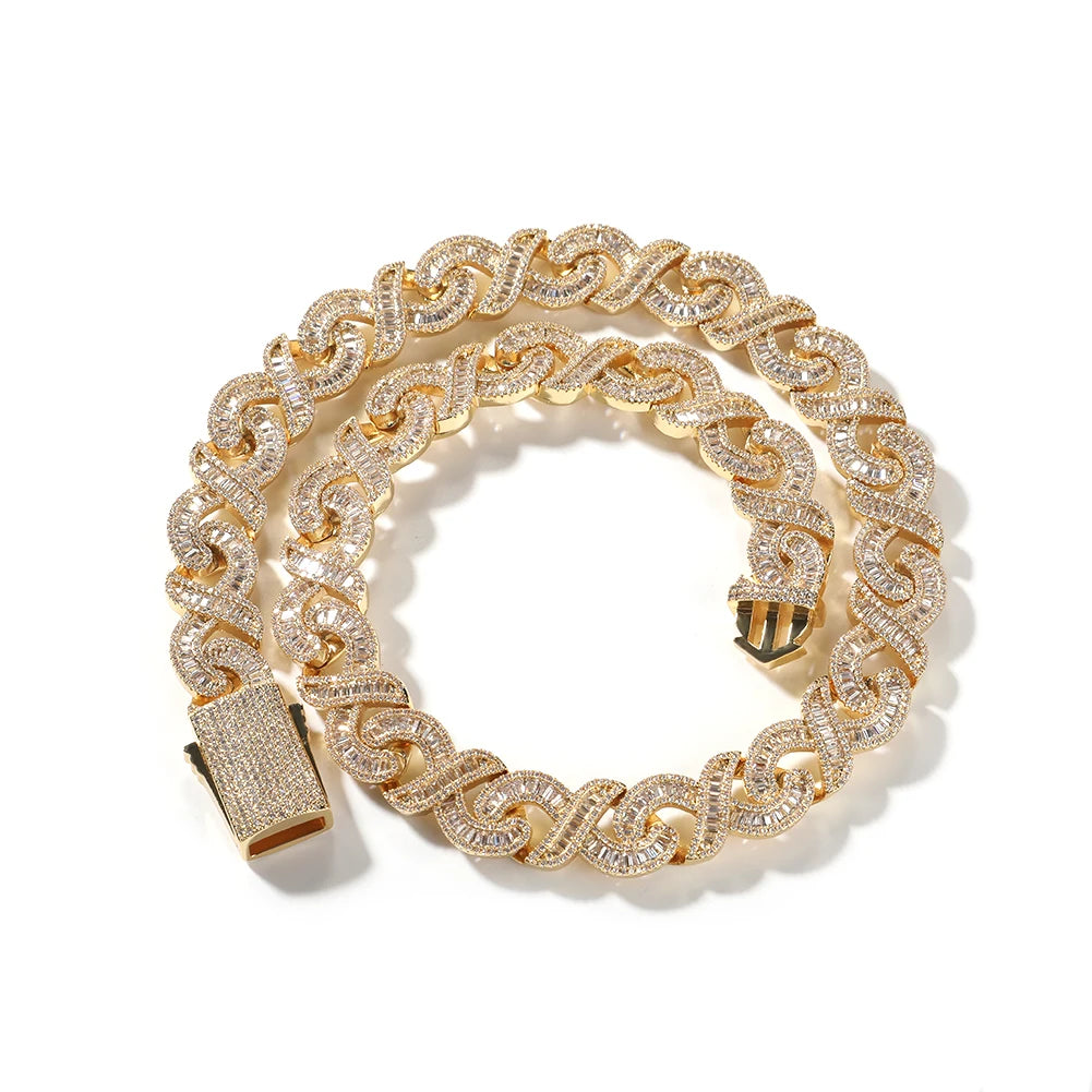AAA CZ Baguettecz Prong Setting Cuban Link Chain/Choker