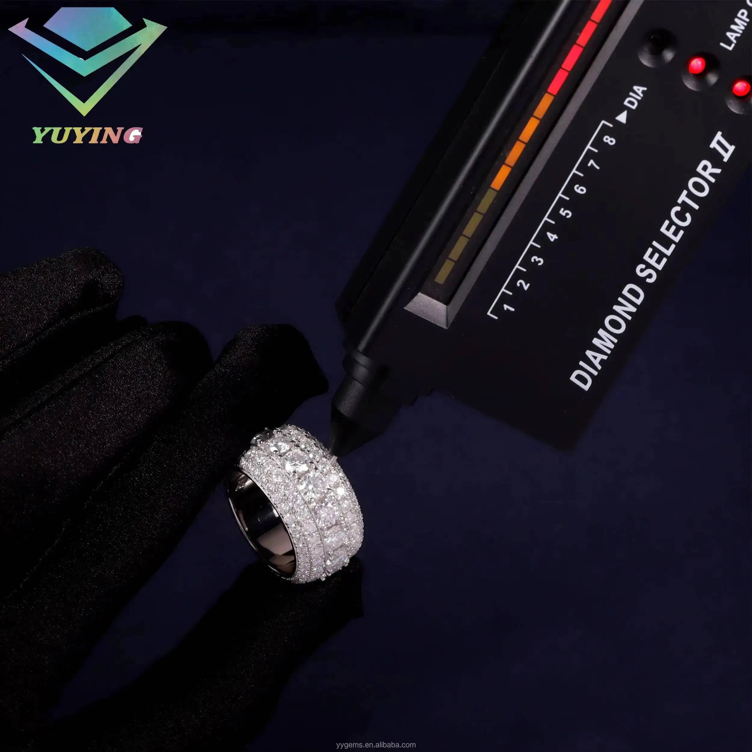 VVS Moissanite 925 Silver Full Iced Out Cuban Ring for Men / Women  100% Pass Diamond Tester