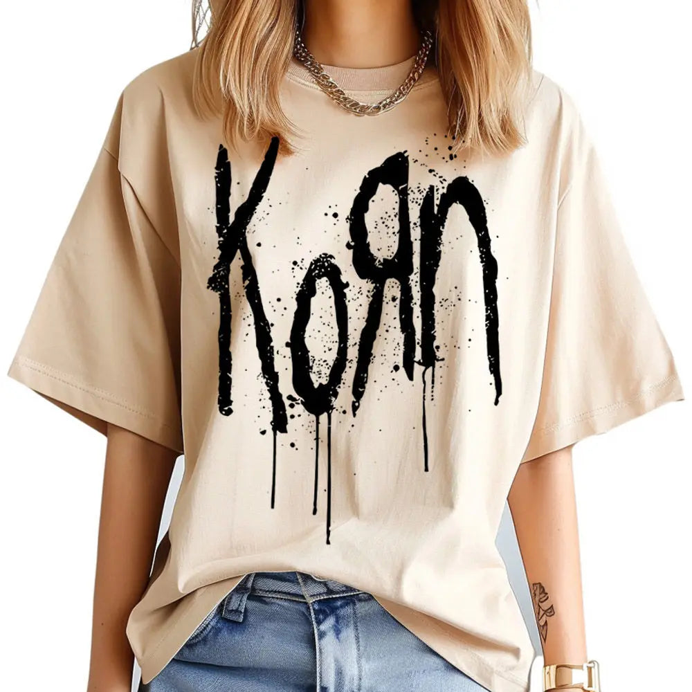 Korn shirt teen Breathable Graphic 2000s hip hop t shirt anime kawaii hip hop korean clothes Breathable Y2k