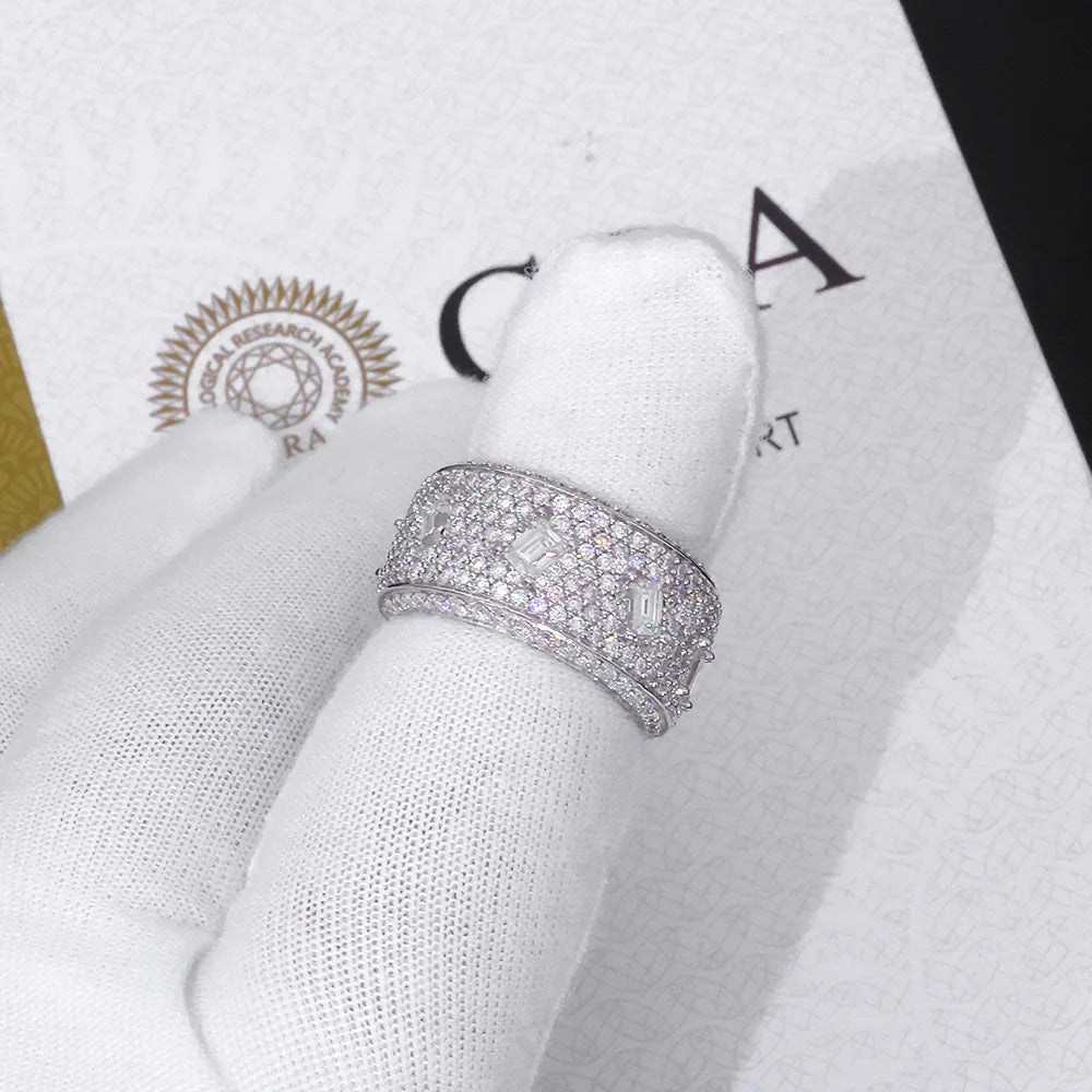 925 VVS Round Square Moissanite Diamond Ring Men / Women