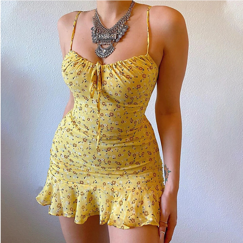 Cute European and American Women Sexy Casual Home Flower Vest Dress Summer Comfortable Fashion Suspenderplus Size Dress