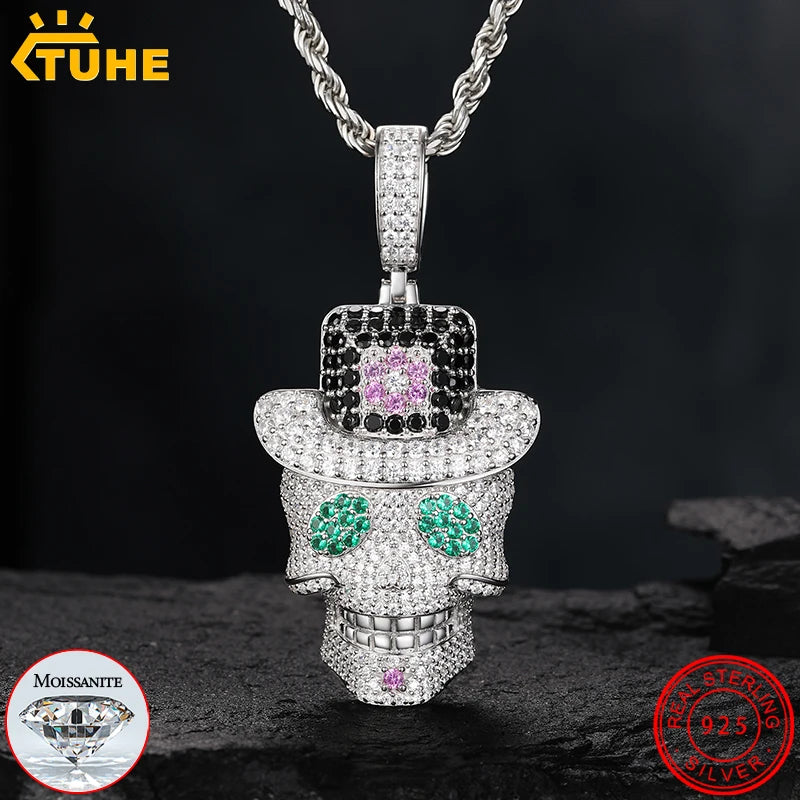 High Quality Skull Pendant Silver 925 Moissanite Iced Out Pendant