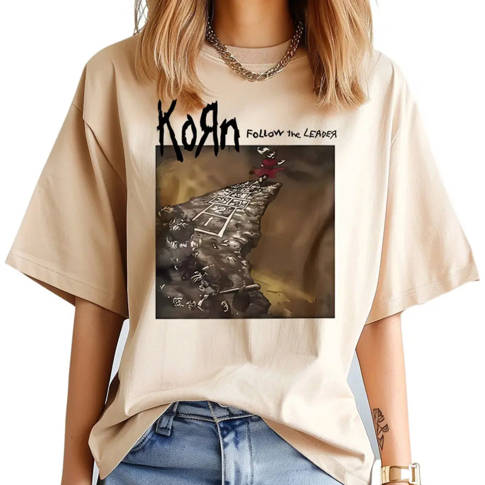 Korn shirt teen Breathable Graphic 2000s hip hop t shirt anime kawaii hip hop korean clothes Breathable Y2k