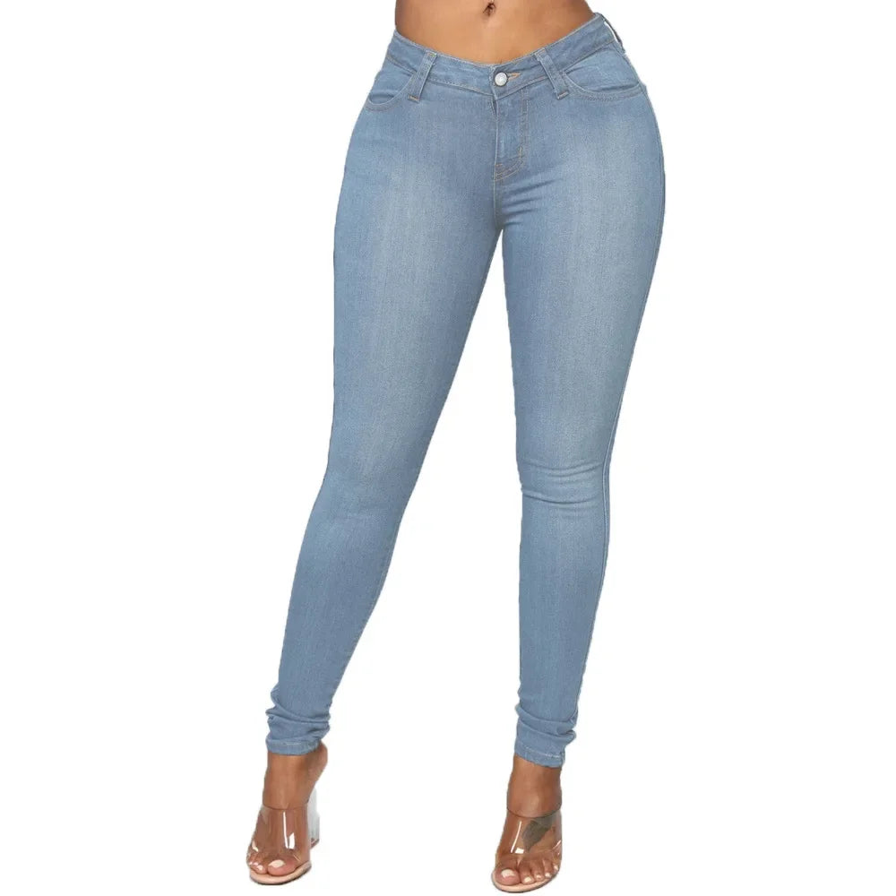 Women's Denim Pants High Waist Sexy Slim Pencil Jeans Female Fashion Retro Skinny Lifting Butt Elastic Cotton Trousers Women