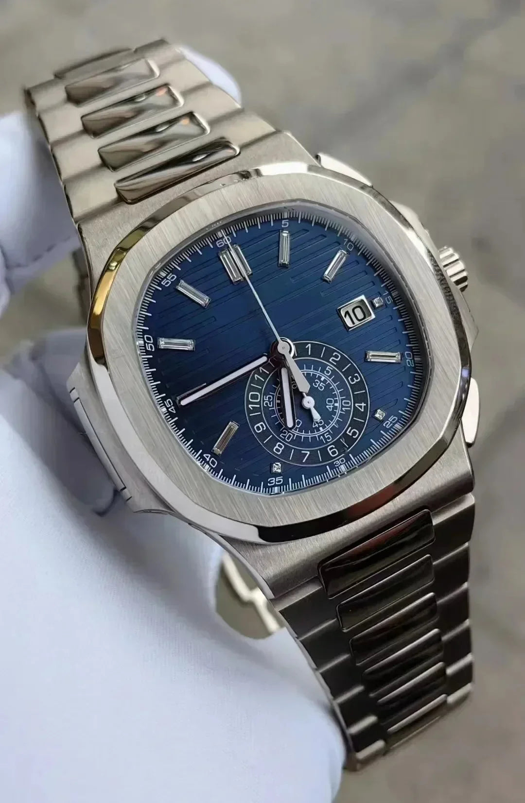Men Luminous Sapphire  Automatic Mechanical Watch 904L Stainless Steel  Black Blue Customized