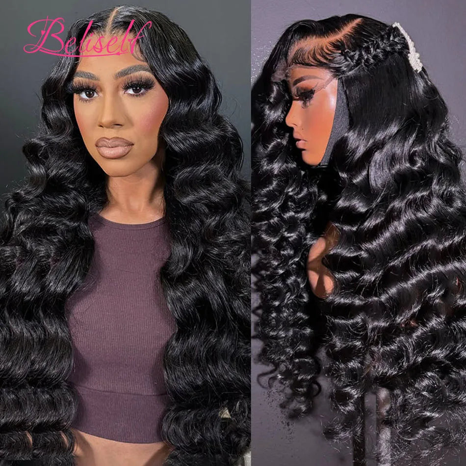 16in-34in 13x6 HD Lace Front Human Hair Wigs Loose Wave Glueless Wig