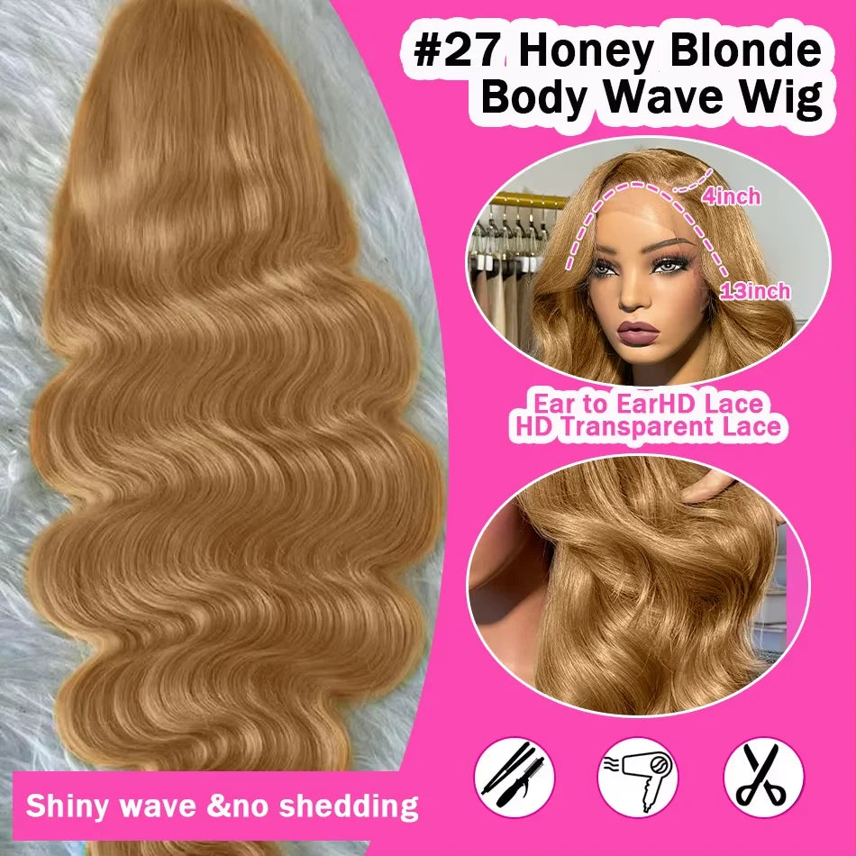 20inch-38in 13x6 HD Lace Front Body Wave Human Hair Wig