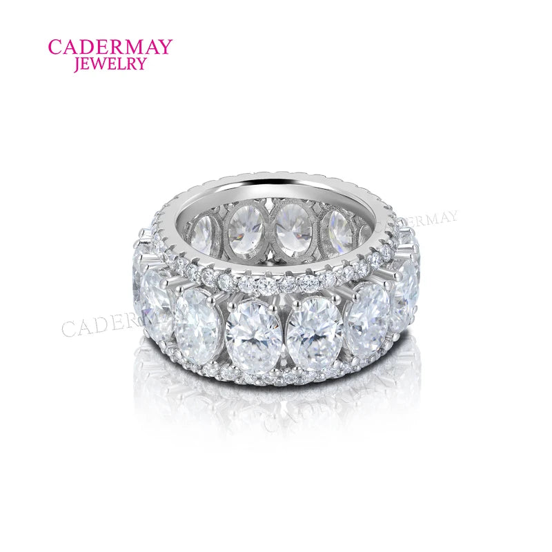 3 Rows Moissanite Eternity Ring .925 Sterling Silver