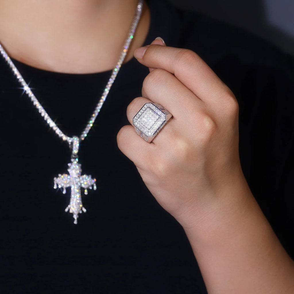.925 Silver Moissanite Square Ring