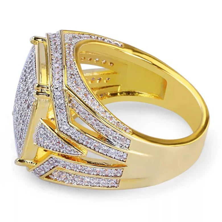 .925 Sterling Silver Square Men Diamond Ring