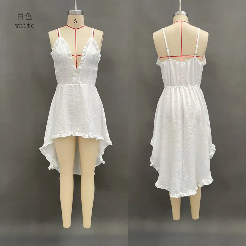Sexy White Off Shoulder Suspender Dress 2026 Summer Beach Party Dress for Women, Bohemian Vacation Outfit