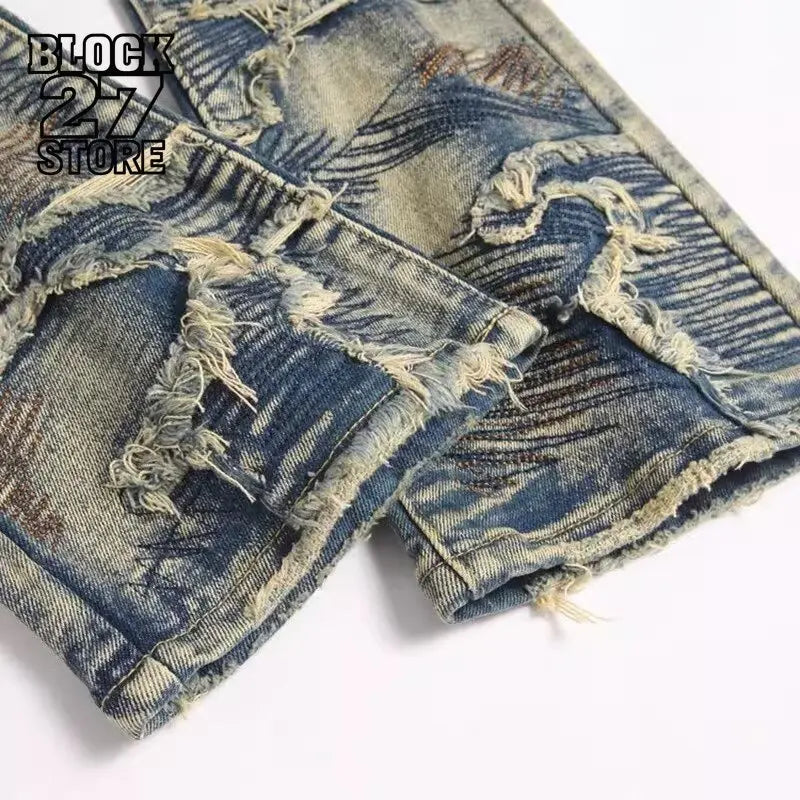 Vintage Distressed Jeans Men (Ripped)