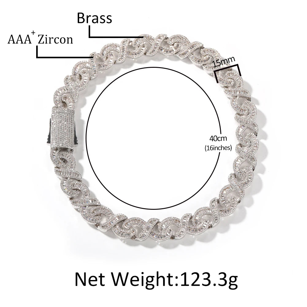 AAA CZ Baguettecz Prong Setting Cuban Link Chain/Choker
