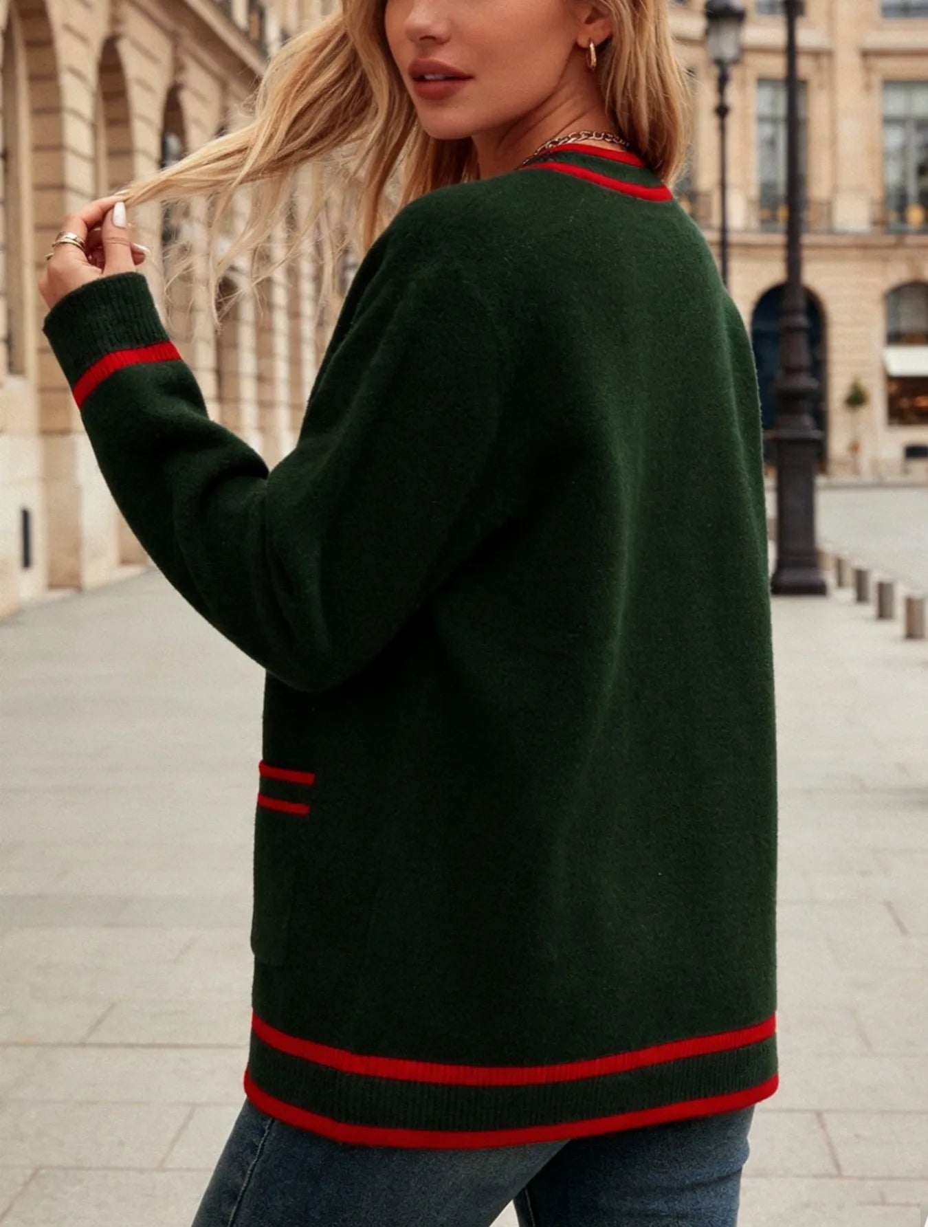 Plus‑size women's fall‑winter open‑front cardigan sweater, comfortable, skin‑friendly and fashionable long‑sleeve knit sweater
