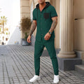 Men's new waffle knit hooded small zipper casual long-sleeved top and long pants two-pie
