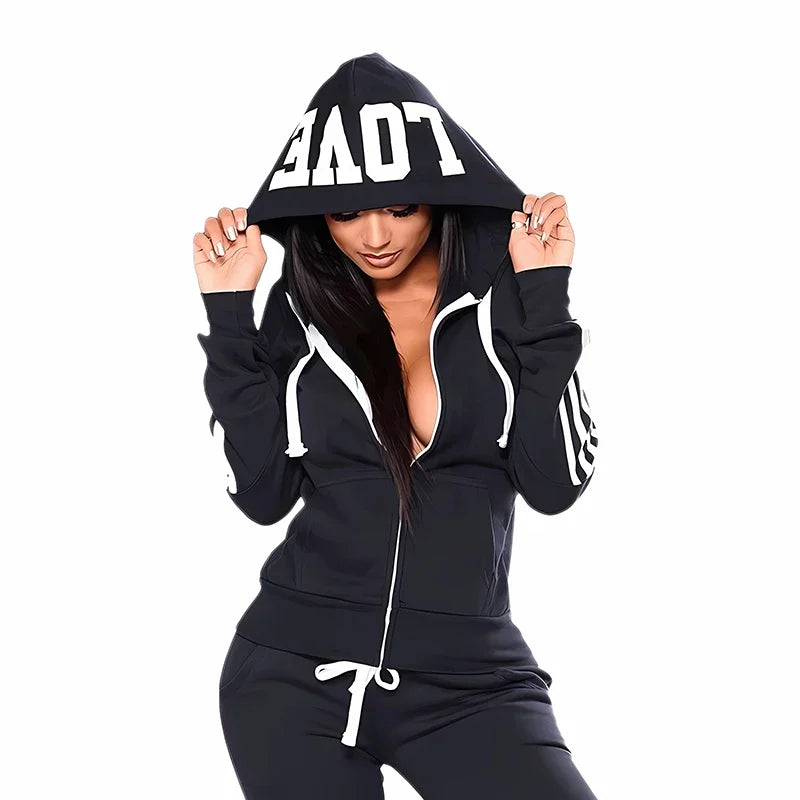 Autumn New Style Woman Tracksuit Zipper Hoodies Sweatpants