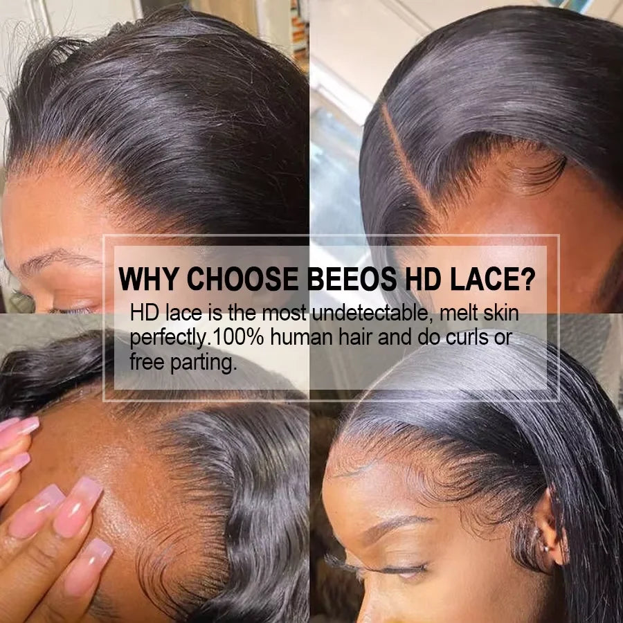 16in-30in #1 Jet Black 13x6 HD Lace Frontal Human Hair Wigs Deep Wave Wigs Ultra Fitted Brazilian Virgin Hair