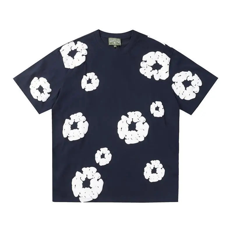 Floral Print T Shirt Shorts Set Oversized Graphic Tee Hip Hop Summer Casual Matching Outfit