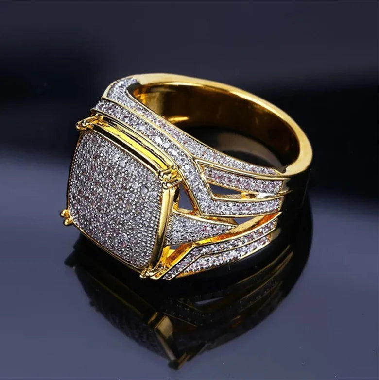 .925 Sterling Silver Square Men Diamond Ring