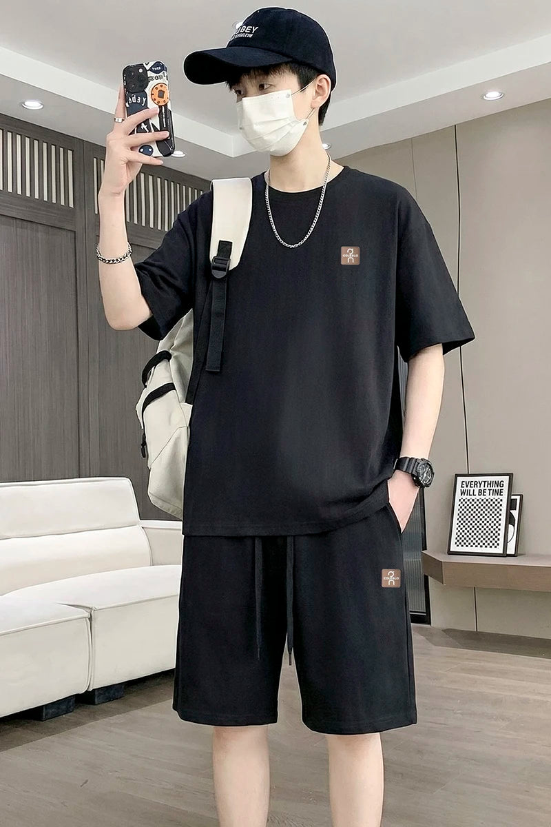 Men's T-Shirt Set New Summer Fashion Unique Tie-Dye Street Style Trendy Sports Casual Two-Piece Suit