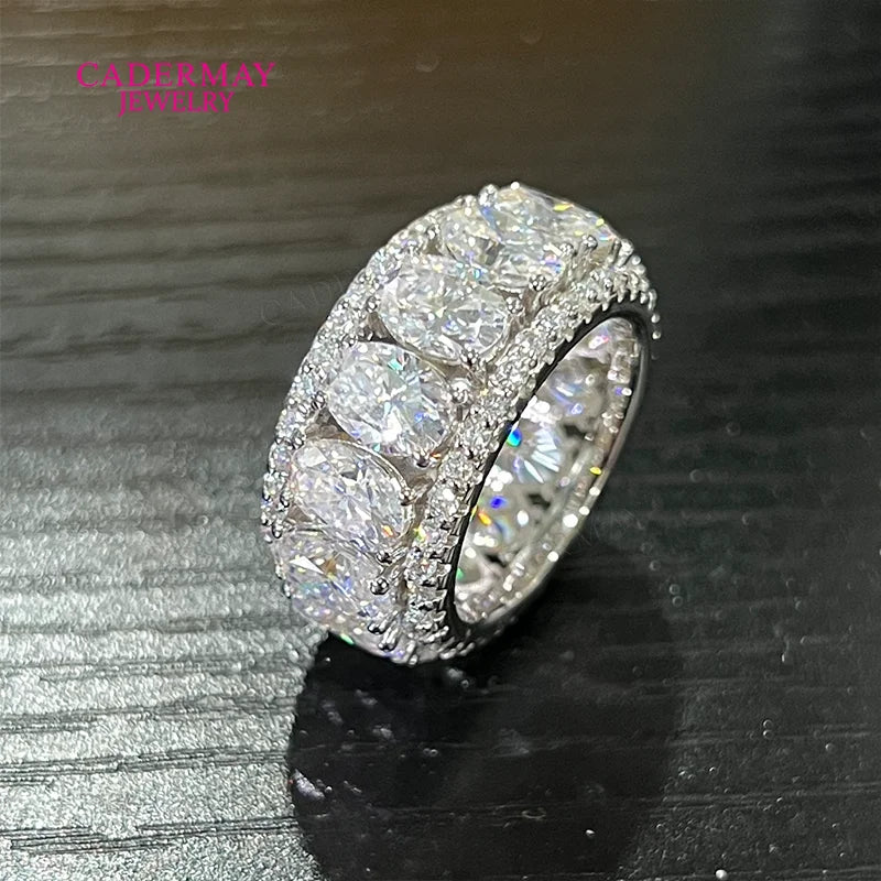 3 Rows Moissanite Eternity Ring .925 Sterling Silver