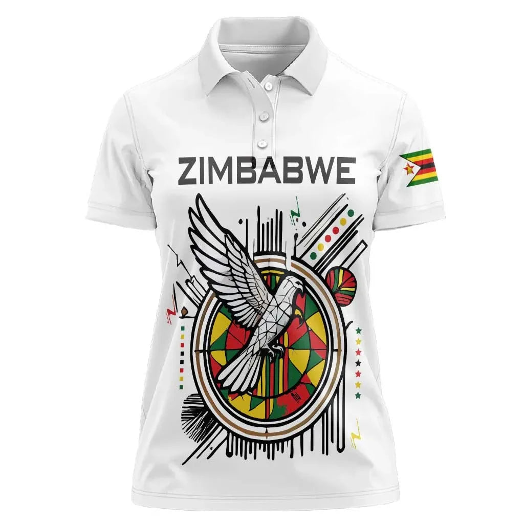 Women Zimbabwe Graphic Print Polo T Shirt Short Sleeve Turn Down Collar Casual Chic Summer Fashion Streetwear Tee Top