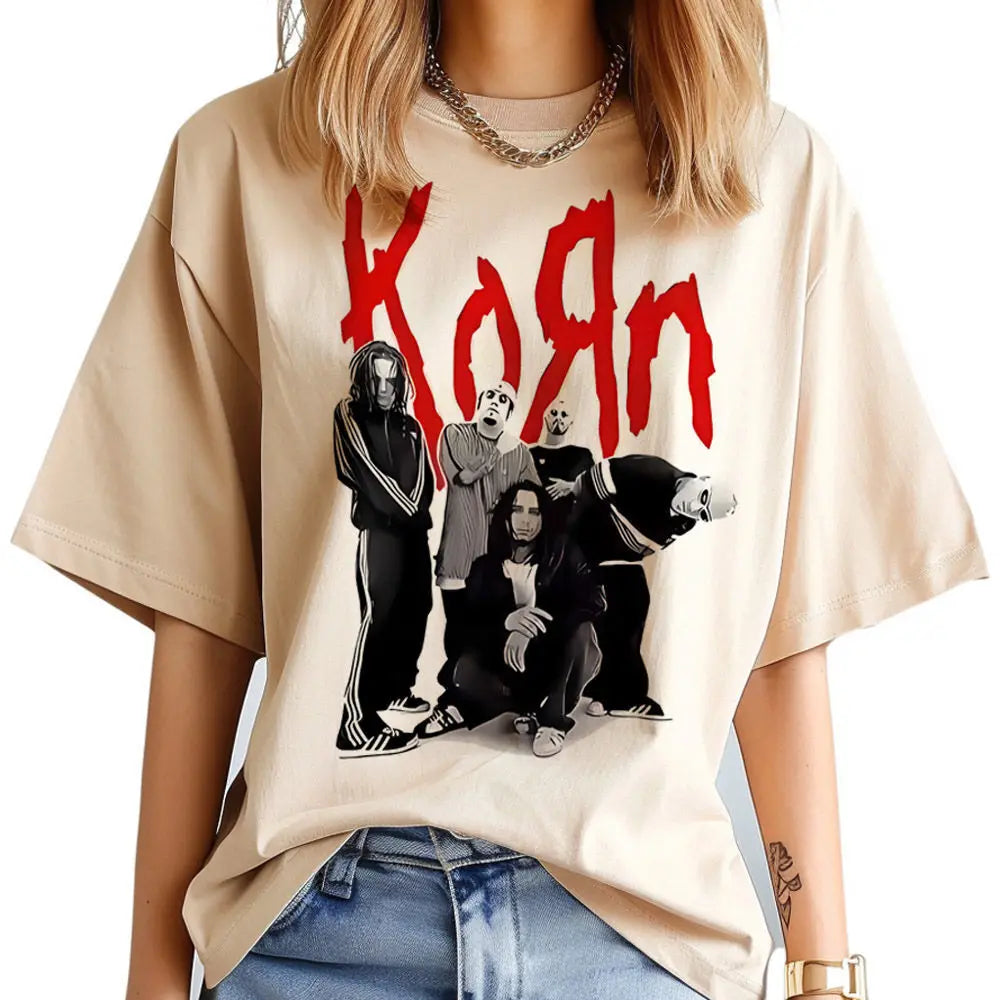 Korn shirt teen Breathable Graphic 2000s hip hop t shirt anime kawaii hip hop korean clothes Breathable Y2k